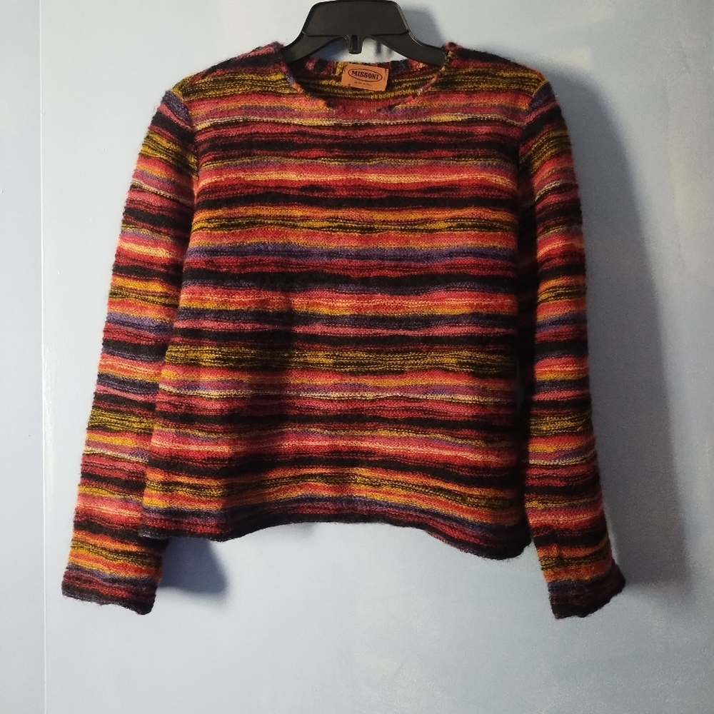 Vintage Missoni Orange Label Multicolored Knit Sweater S